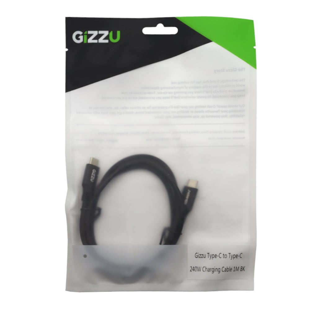 Gizzu Type-C to Type-C 240W Charging Cable 1M - Black