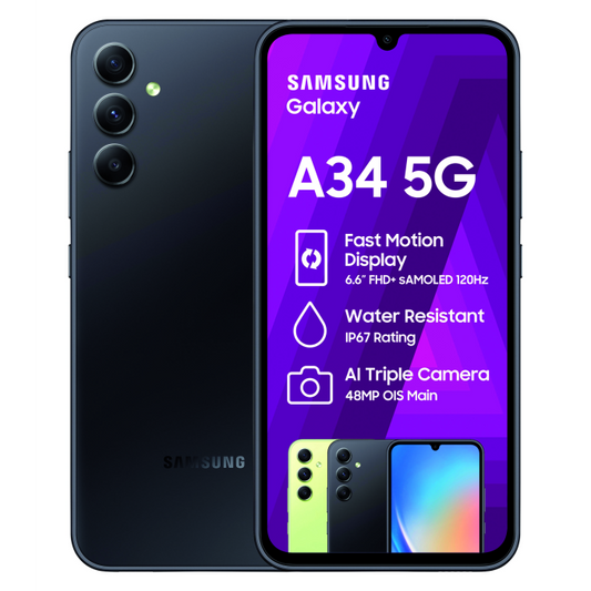 5 G 6 Gb+128 Gb Memory/ 6.6''Screen/ Dual Sim Samsung Galaxy A34 Black