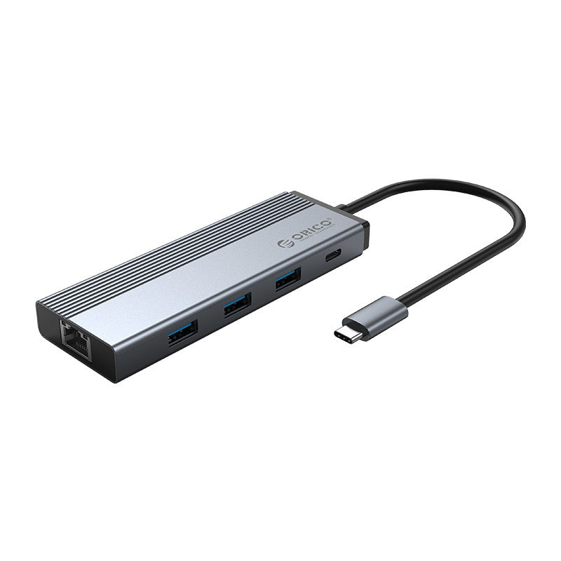 ORICO 5 Port Type-C 3 x USB3.0|1 x RJ45|1 x PD|Docking Station - Grey