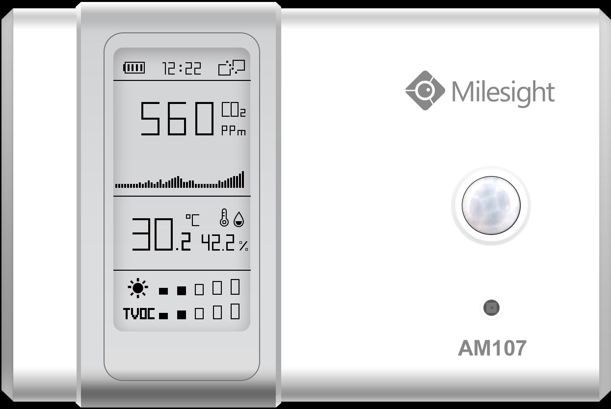 Milesight Indoor Ambience Monitoring - Temperature, Humidity, Motion, Light, CO2, TVOC Sensor