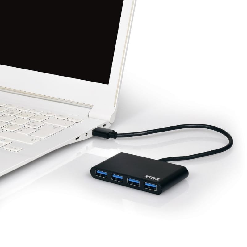 Port 4 Port Hub Usb3.0 Plug And Play Black