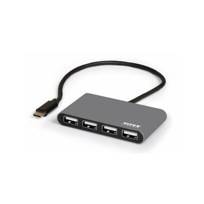 Port Usb2.0 & Usb C Grey 4 Port Hub