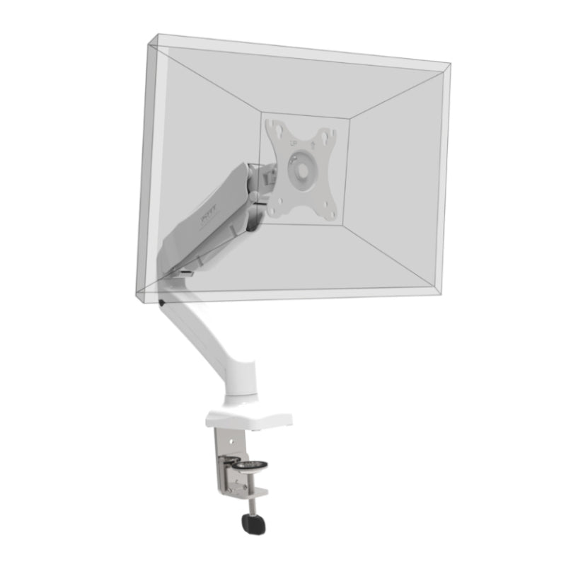 Port Single Screen White Vesa Mountable Monitor Arms