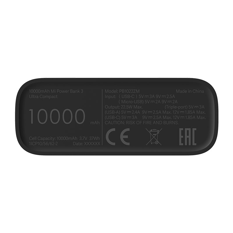 Xiaomi 10000mAh Mi Power Bank 3 Ultra Compact - Black