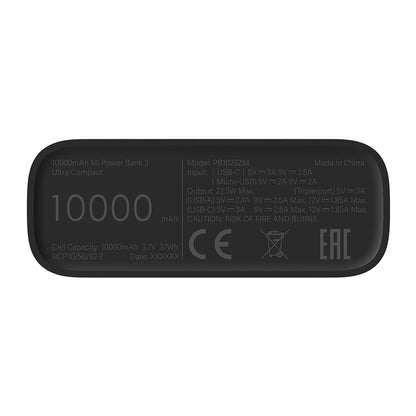 Xiaomi 10000mAh Mi Power Bank 3 Ultra Compact - Black