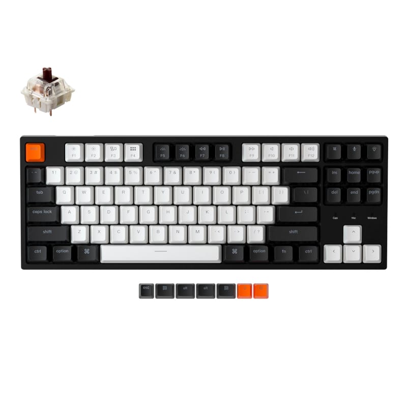 KeyChron C1 87 Key Gateron Hot-Swappable Mechanical Wired Keyboard RGB Brown Switches