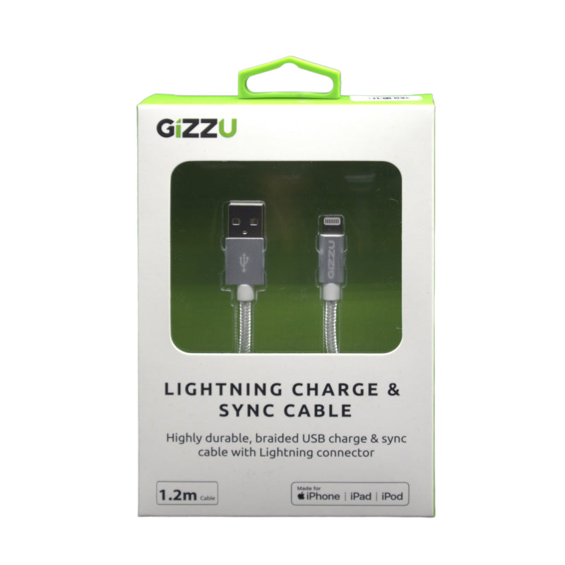 GIZZU Lightning 1.2m Braided Cable White