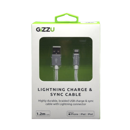 GIZZU Lightning 1.2m Braided Cable White