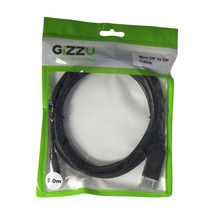 GIZZU Mini DP to DP 4k 30Hz|4k 60Hz 3m (Thunderbolt 2 compatible) Cable - Black