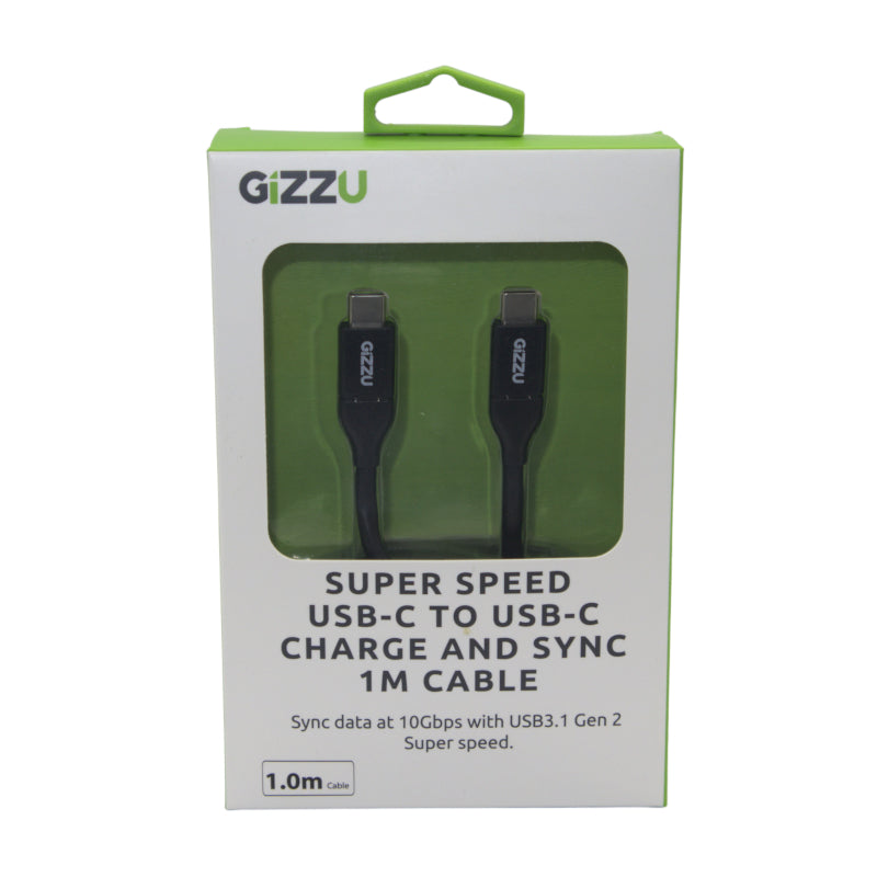 GIZZU USB3.1 C to USB-C 1m Cable Black