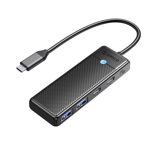 ORICO PW Series 4-Port USB3.0 Hub | Type-C | USB-A3.0 x 2 (5GBPS Sharing) | USB-C3.0 x 1 (5GBPS) | USB-C x 1 (PD100W) | 15cm | Black