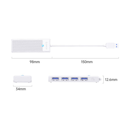 ORICO PW Series 4-Port USB3.0 Hub | USB-A | USB-A3.0 x 4 (5GBPS Sharing) | 15cm |White