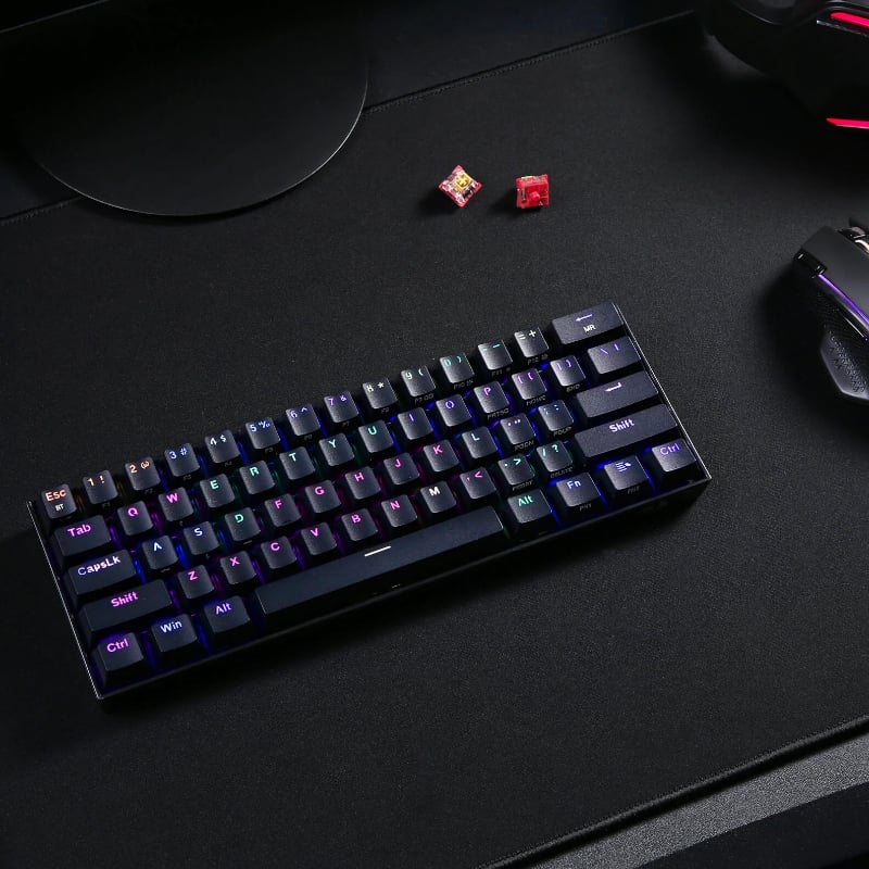 REDRAGON DRACONIC PRO Mechanical 61 Key|Bluetooth 5.0|RF|RGB Rechargable Battery|Type-C Charging Cable Gaming Keyboard - Black