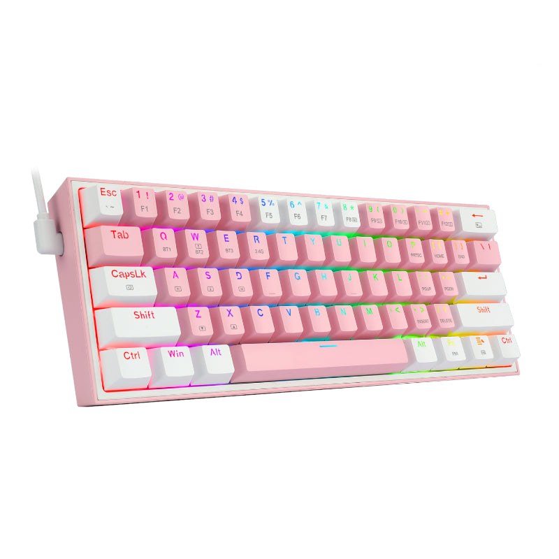 REDRAGON FIZZ PRO RGB 61 KEY Mechancal Wireless Gaming Keyboard - Pink/White