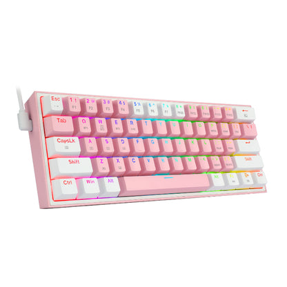 REDRAGON FIZZ PRO RGB 61 KEY Mechancal Wireless Gaming Keyboard - Pink/White