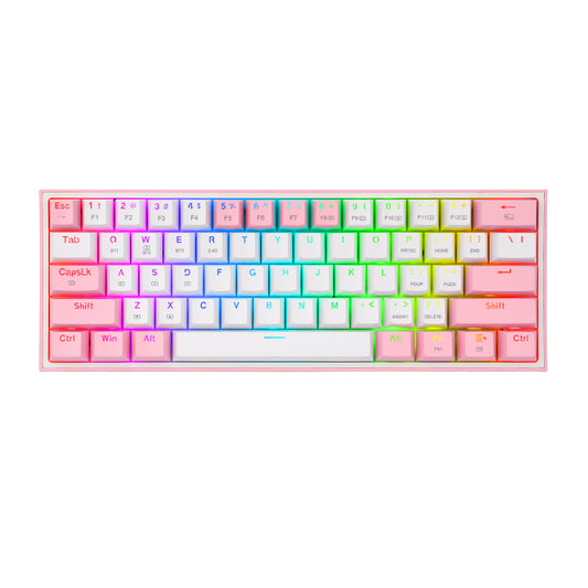 REDRAGON FIZZ PRO RGB 61 KEY Mechancal Wireless Gaming Keyboard - White/Pink