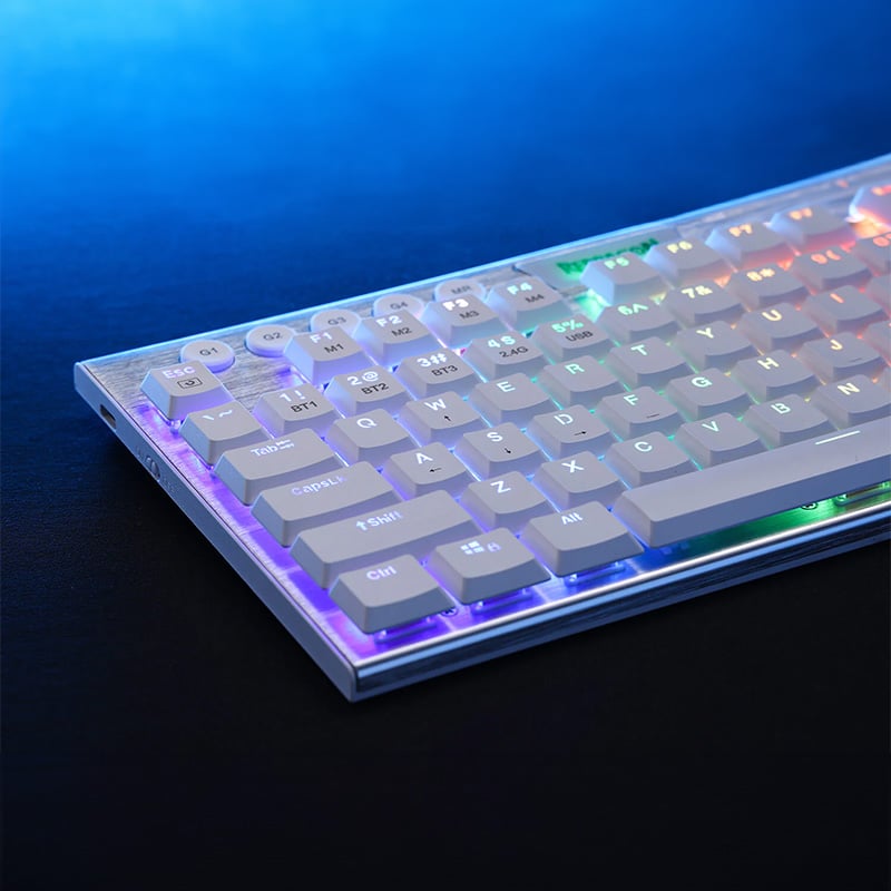 REDRAGON HORUS RGB 87 Key Super-Slim Aluminium Frame Mechanical Gaming Keyboard - White