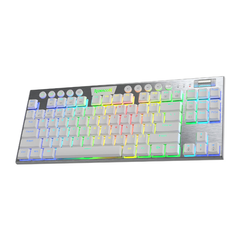 REDRAGON HORUS RGB 87 Key Super-Slim Aluminium Frame Mechanical Gaming Keyboard - White