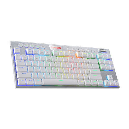 REDRAGON HORUS RGB 87 Key Super-Slim Aluminium Frame Mechanical Gaming Keyboard - White