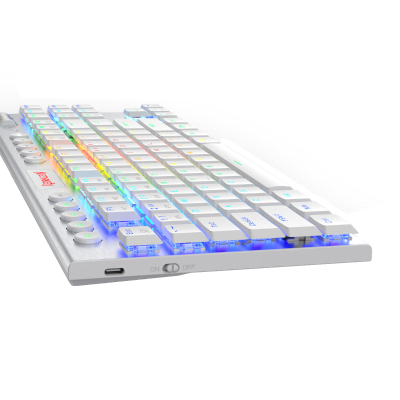 REDRAGON HORUS RGB 87 Key Super-Slim Aluminium Frame Mechanical Gaming Keyboard - White