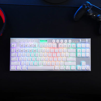 REDRAGON HORUS RGB 87 Key Super-Slim Aluminium Frame Mechanical Gaming Keyboard - White