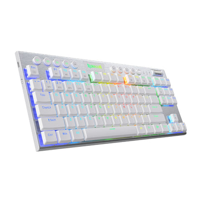 REDRAGON HORUS RGB 87 Key Super-Slim Aluminium Frame Mechanical Gaming Keyboard - White