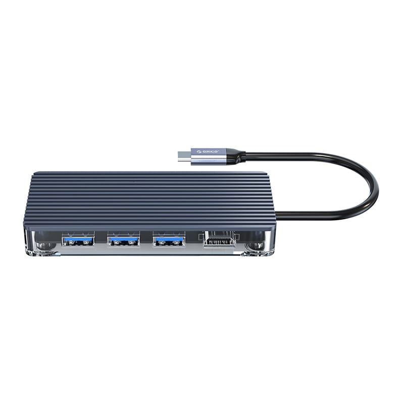 ORICO 6 Port 3 x USB3.0|1 x HDMI|1 x RJ45|1 x Type-C Transparent Hub - Grey