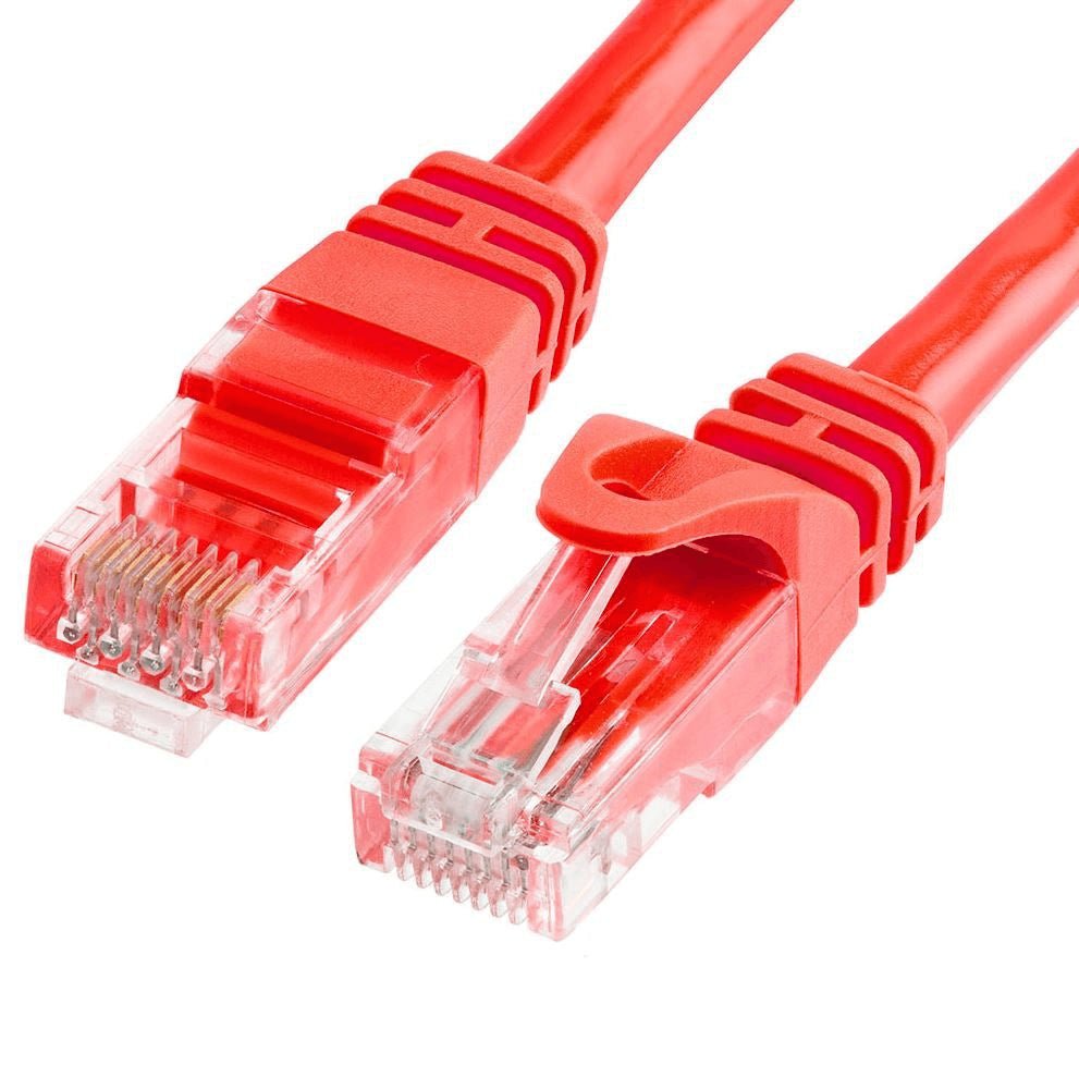 Acconet CAT6 UTP Flylead, 1 Meter, Straight, Stranded Cable, Moulded Boots and Plugs, Red - Vice-Tech