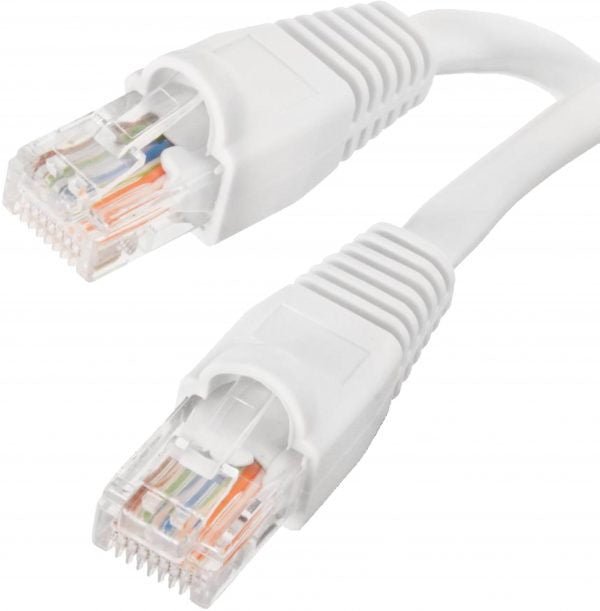 Acconet CAT6 UTP Flylead, 1 Meter, Straight, Stranded Cable, Moulded Boots and Plugs, White - Vice-Tech