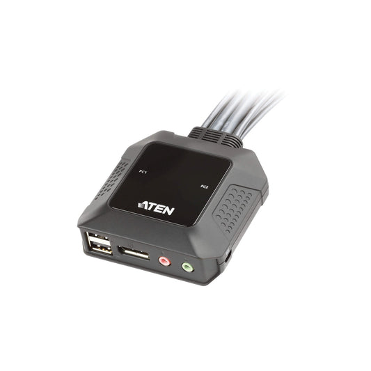 Aten 2 Port Usb Displayport Cable Kvm Switch With Remote Port Selector - Vice-Tech