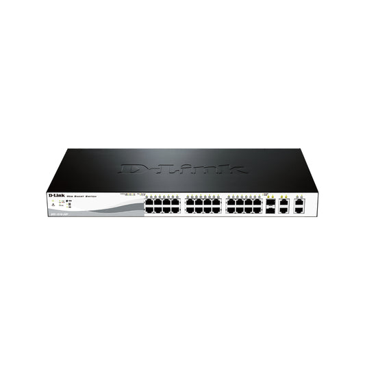 D Link 26 Port Smart Managed Poe Switch 24 X 10/100 Mbps Ports 2 X 1 Gbe Ports (2 X Sfp Combo) 193 W Poe Budget Rackmount Form Factor