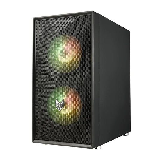FSP CST130A |Micro-ATX | Mini-ITX | Gaming Chassis | 3x 120mm RGB Fans included | Tempered Glass Side Panel | Black - Vice-Tech