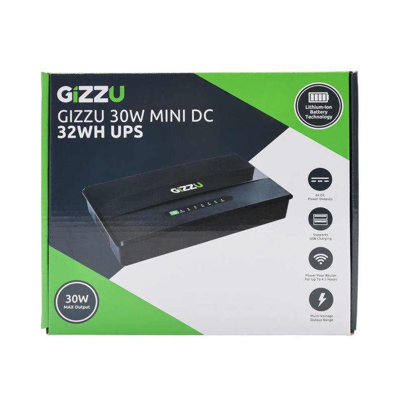 GIZZU 30W 32Wh 8800mAh Mini DC UPS - Black - Vice-Tech