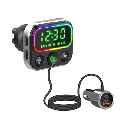 GIZZU Bluetooth 5 USB RGB LED PD 18W | QC3.0 18W | USB | MicroSD FM Transmitter Handsfree Kit - Vice-Tech